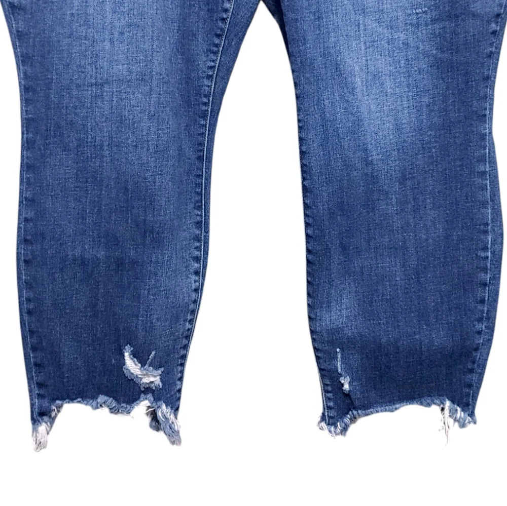 Judy Blue Slim Fit Dark Wash Distressed Ankle Jeans Womens Plus Size 24W